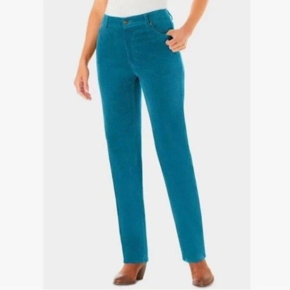 Nordstrom teal blue corduroy pants straight leg stretch comfort NWT size 10/30
